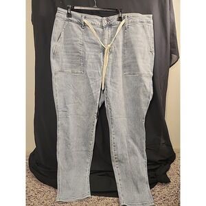 Judy Blue Jogger Jeans Stretch Light Wash Denim Sz 22 Drawstring Waist